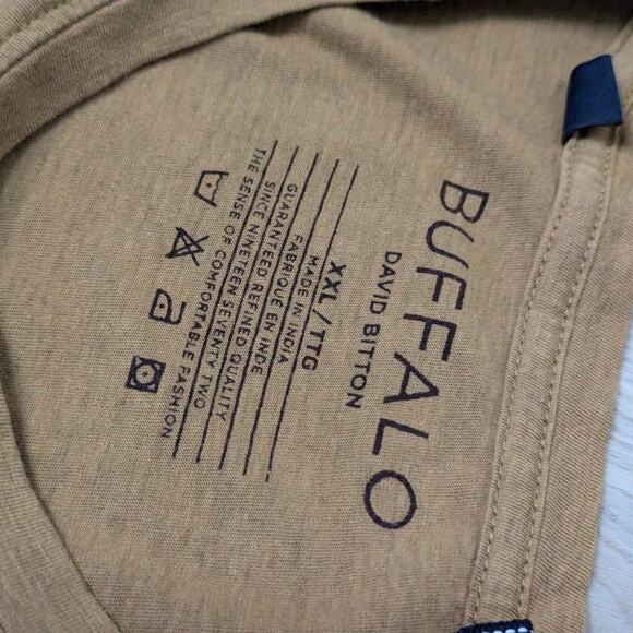 Buffalo David Bitton graphic tee boho print mellow yellow mustard shirt sz XXL - Picture 3 of 5